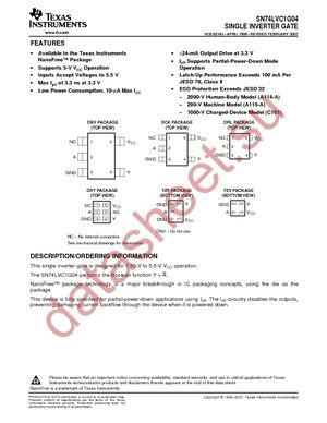 SN74LVC1G04YZVR datasheet  